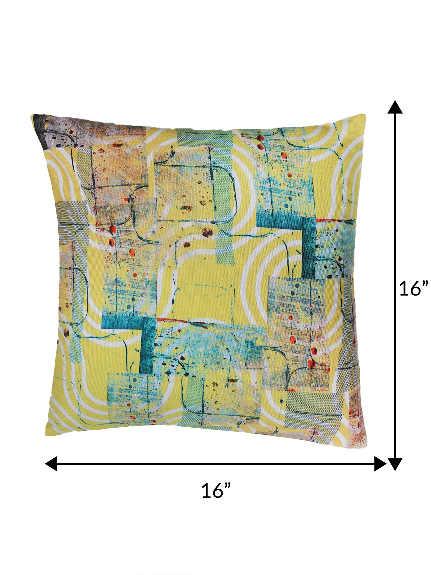 Cushion Cover with Printed Contemporary Abstract Art - Polycanvas | Multicolor - 16x16in(40x40cm) (Pack of 1)