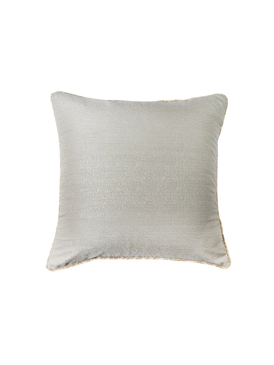 Cushion Cover for Sofa, Bed | Brocade Silk with Cord Piping| Reversible Front & Back | Grey - 16x16in(40x40cm) (Pack of 1)