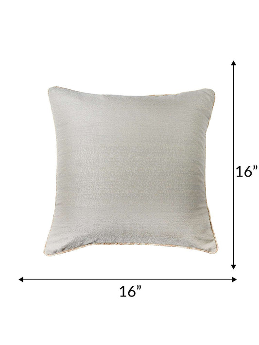Cushion Cover for Sofa, Bed | Brocade Silk with Cord Piping| Reversible Front & Back | Grey - 16x16in(40x40cm) (Pack of 1)