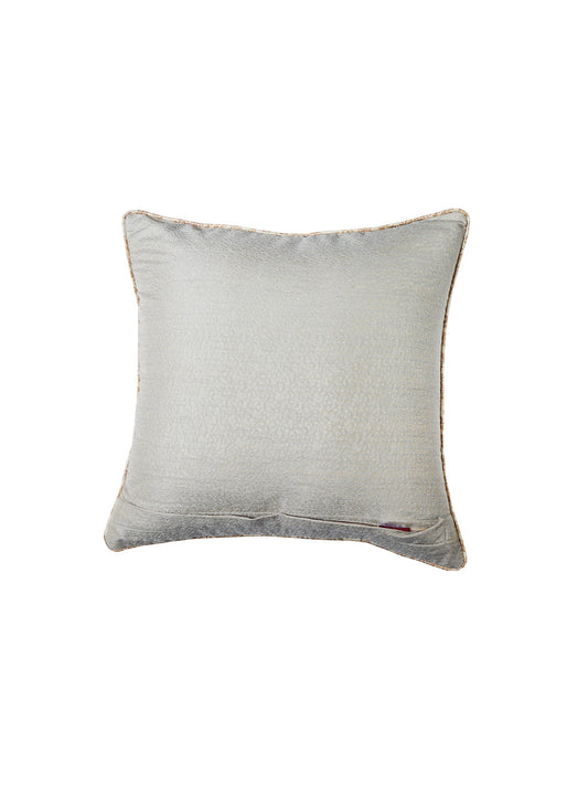Cushion Cover for Sofa, Bed | Brocade Silk with Cord Piping| Reversible Front & Back | Grey - 16x16in(40x40cm) (Pack of 1)