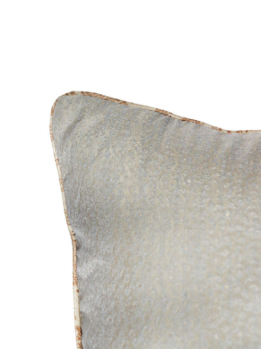 Cushion Cover for Sofa, Bed | Brocade Silk with Cord Piping| Reversible Front & Back | Grey - 16x16in(40x40cm) (Pack of 1)
