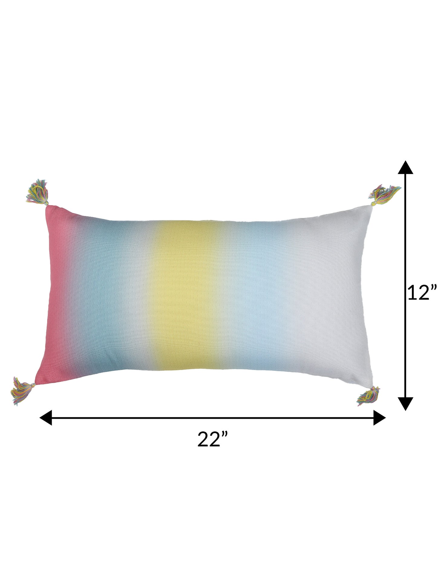 Cushion Cover with Gradient Stripes with Emboss Print and Tassels - Polycanvas | Multicolor - 12x22in(30x55cm) (Pack of 1)