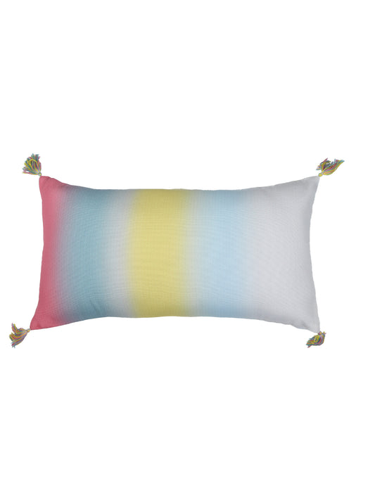 Cushion Cover with Gradient Stripes with Emboss Print and Tassels - Polycanvas | Multicolor - 12x22in(30x55cm) (Pack of 1)