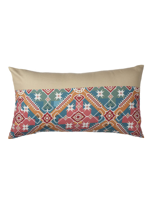 Cushion Cover Abstract Printed - Cotton Blend | Multicolor | 12x22 Inch