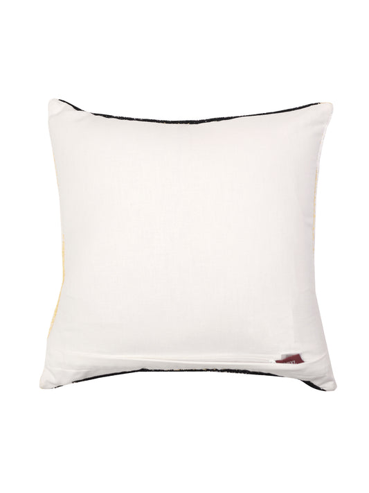 Cushion Cover Cotton Blend Aari Work in Geometric Multi - 16inches X 16inches