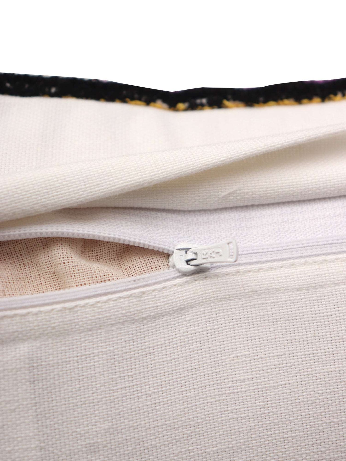 Cushion Cover Cotton Blend Aari Work in Geometric Multi - 16inches X 16inches