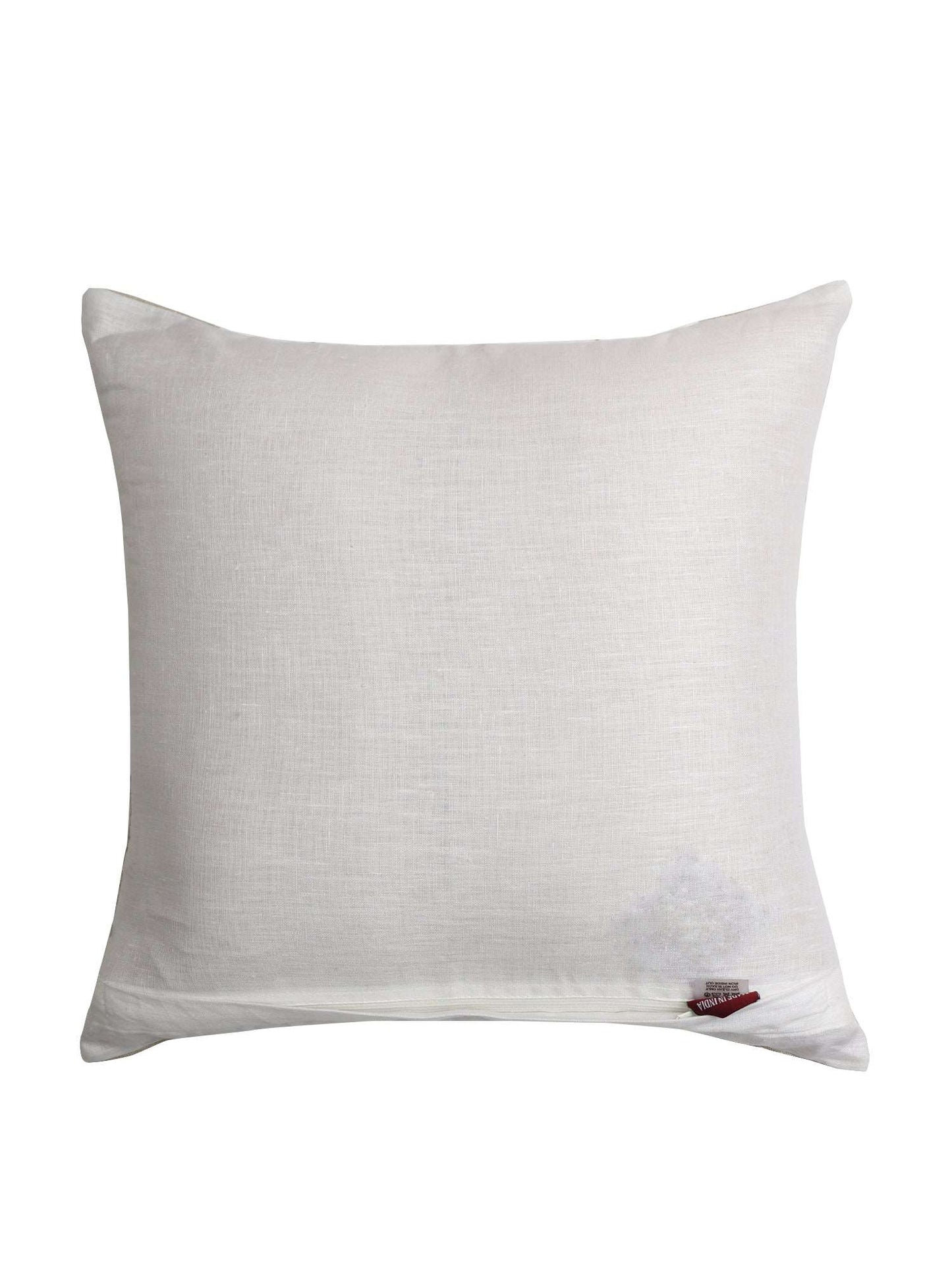 Cushion Cover Cotton Floral Aari and Hand Embroidery Beige - 16inches X 16inches