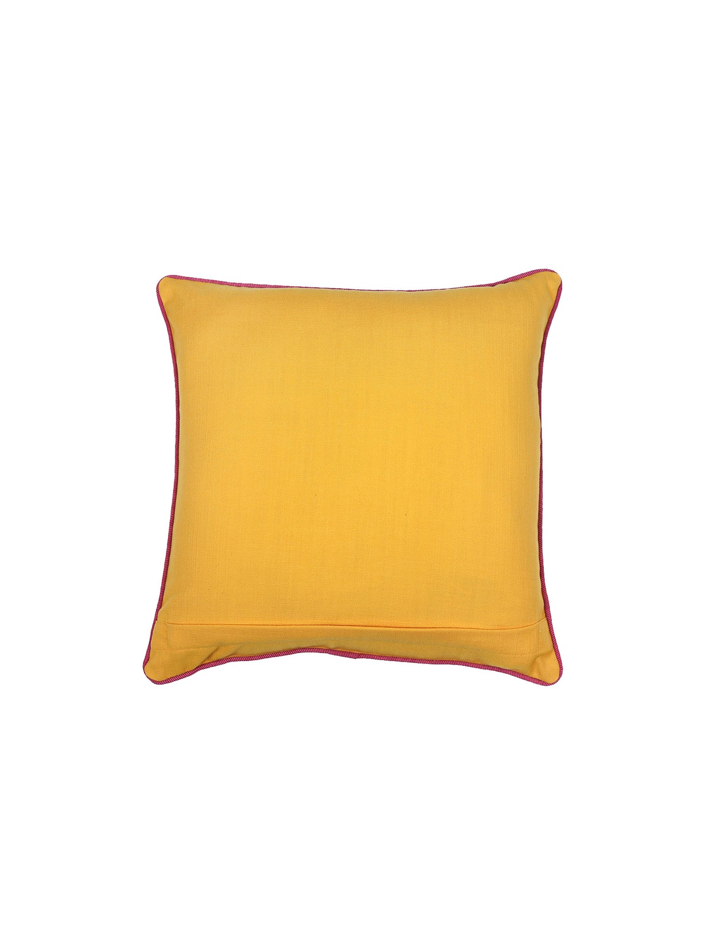 ZEBA World Square Cushion Cover for Sofa, Bed | Floral Embroidery with Applique and Cord Piping - Cotton Blend | Yellow - 16x16in(40x40cm) (Pack of 1)