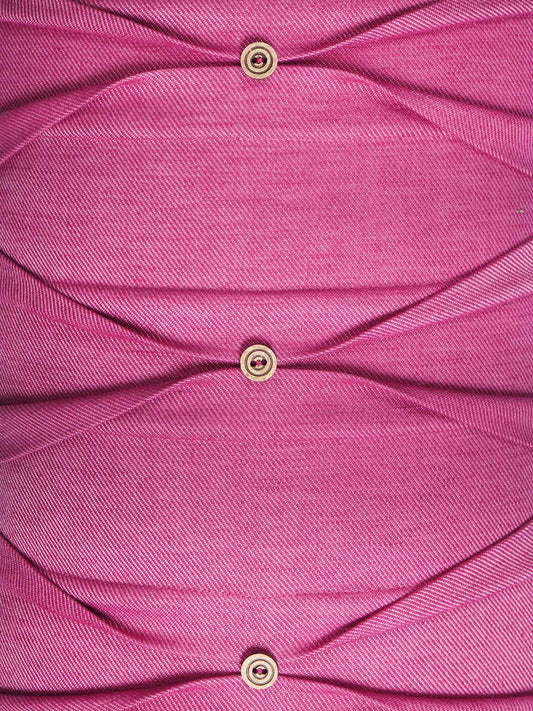 ZEBA World Rectangular Cushion Cover for Sofa - Lumbar Cushion | Pleated Stich with Button - Polyester Blend | Magenta Pink - 12x22in(30x55cm) (Pack of 1)