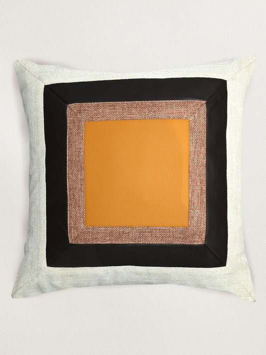 Multicolor Leather Patchwork 16 x 16 inch | Square Decorative Cushion Cover