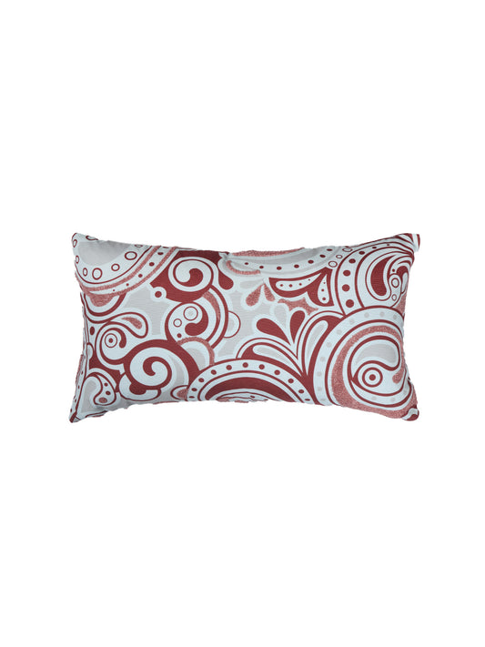 Hand Embroidered Cushion Cover - Luxe Collection | Sofa, Bedroom, Couch | Polycanvas Printed Floral Design with Embroidery - Rust - 12x22 inch (30x56 cms) (Pack of 1)