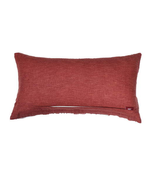 Hand Embroidered Cushion Cover - Luxe Collection | Sofa, Bedroom, Couch | Polycanvas Printed Floral Design with Embroidery - Rust - 12x22 inch (30x56 cms) (Pack of 1)