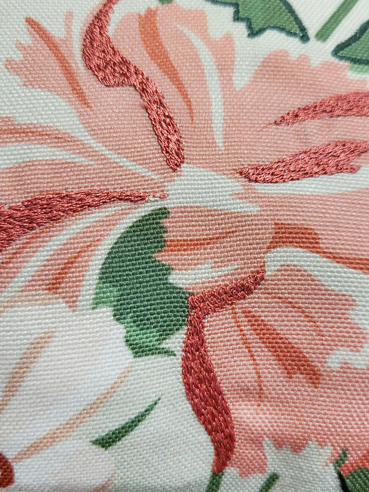 Cushion Cover with Digital Printed Floral with Embroidery - Polycanvas | Multicolor - 16x16in (40x40cm) (Pack of 1)