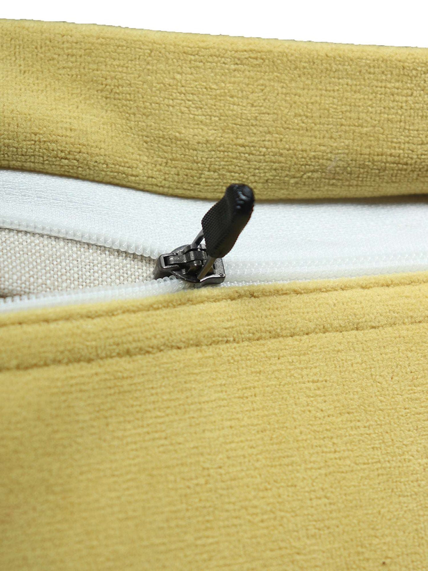 ZEBA World Hand Embroidered Cushion Cover - Luxe Collection | Sofa, Bedroom, Couch | Polycanvas Applique with Floral Embroidery and Moti Work- Yellow - 12x22 inch (30x55 cms) (Pack of 1)