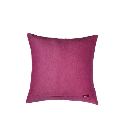 Hand Embroidered Cushion Cover - Luxe Collection | Sofa, Bedroom, Couch | Polycanvas Patch of Floral Embroidery - Multicolor - 16x16 inch (40x40 cms) (Pack of 1)