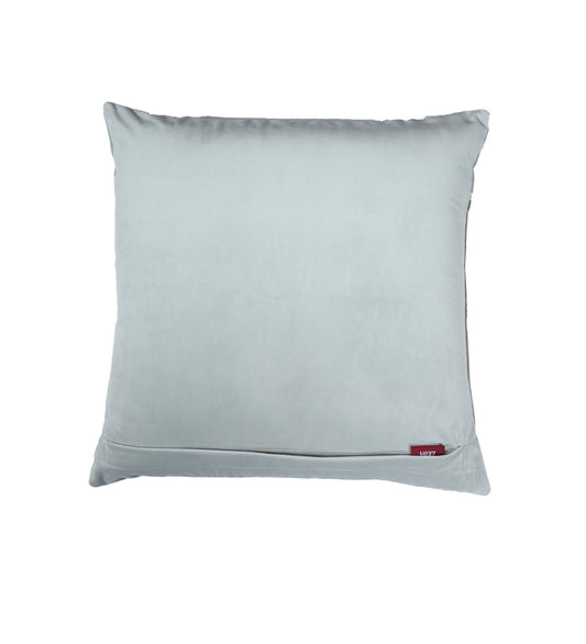 Velvet Cushion Cover - Luxe Collection | Sofa, Bedroom, Couch | Pleated with Lace and Tassle - Gray - 16x16 inch (40x40 cms) (Pack of 1)