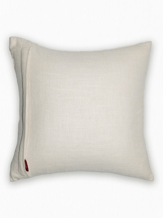 Hand Embroidered Luxe Collection Cushion Cover | Towel Embroidery Parallel Lines Off White - 16x16 Inches