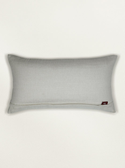 ZEBA Cushion Cover - Luxe Collection | Sofa, Bedroom, Couch | Patchwork with Frayed Edges | Grey - Poly Cotton | 12x22 inch (30x55 cms) (Pack of 1)