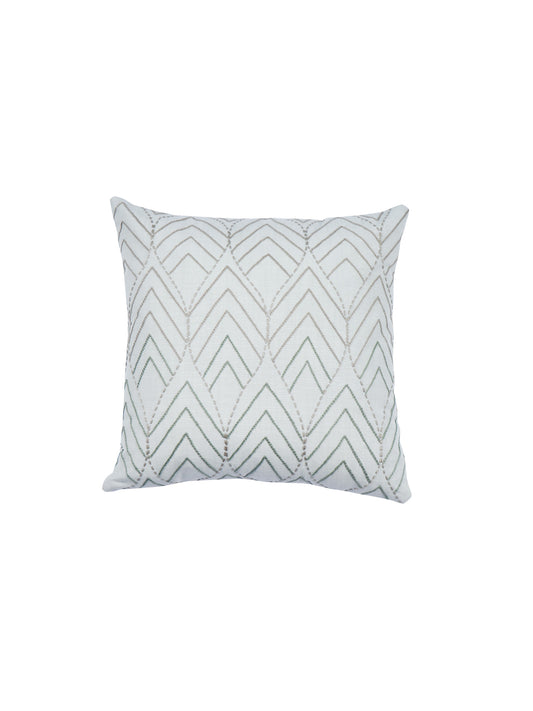 Hand Embroidered Cushion Cover | Chawal Taka on Leaves Pattern Mint Green - 16 x 16 Inches