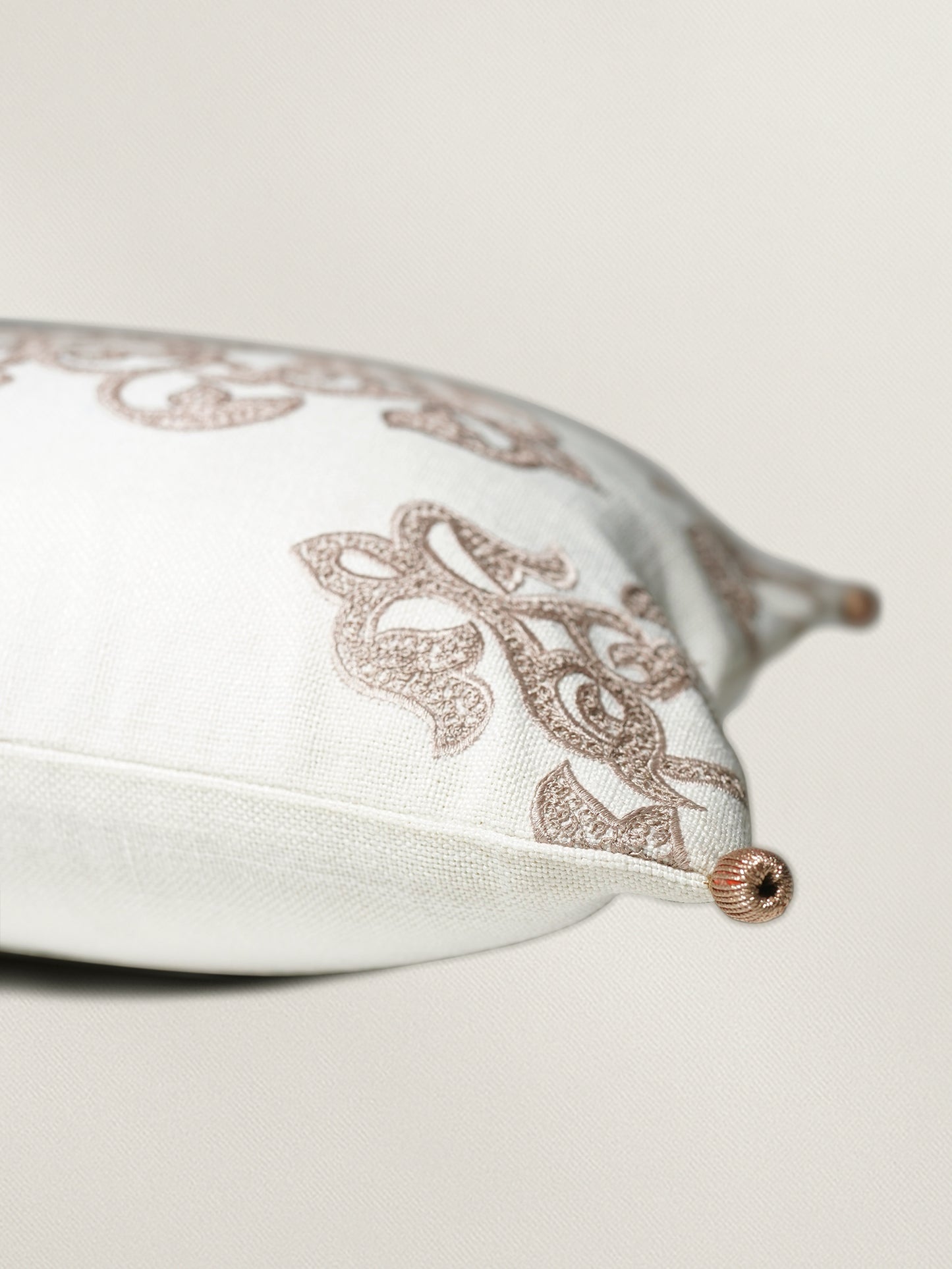 Hand Embroidered Cushion Cover | Aari (Towel Embroidery Linen 12x22 - 12x22 Inches