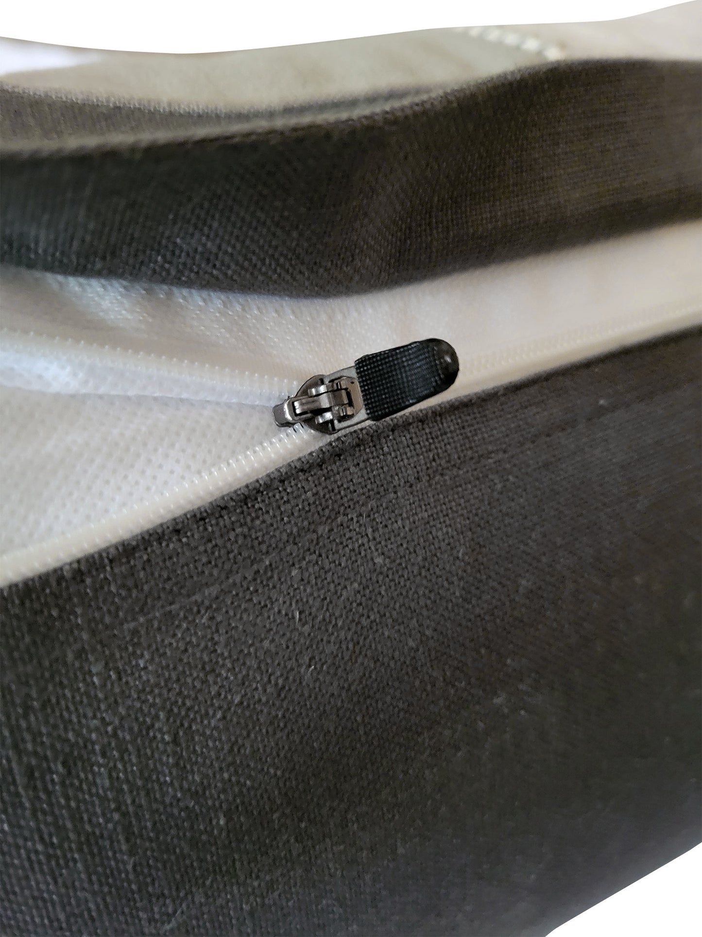 Poly Cotton Grey Cushion Cover- Patchwork & Hand Embroidery on Center Cord – 12x22 Inches (Set of 1)