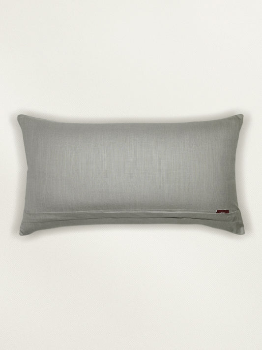 Polyester Blend Cushion Cover | Grey, Arri Work 12x22 inches | Set of 1