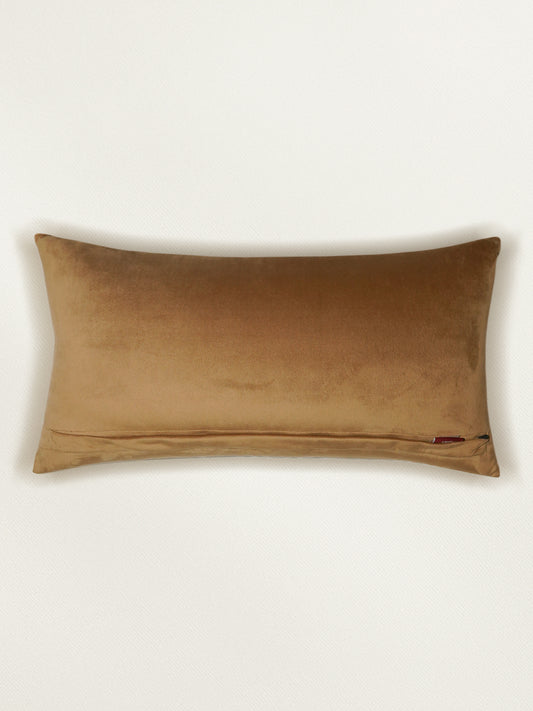 Velvet Multicolor Cushion Cover – Hand Embroidered |Floral Digital Print 12x22 Inches (Set of 1)