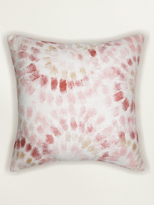Poly Cotton Light Pink Cushion Cover -Digital Print |Hand-Painted Gold Strokes – 16x16 Inches (Set of 1)