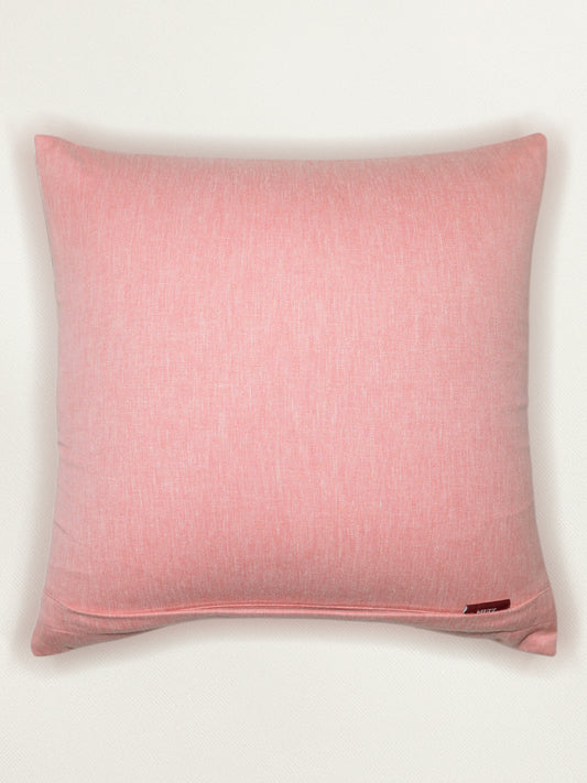 Poly Cotton Light Pink Cushion Cover -Digital Print |Hand-Painted Gold Strokes – 16x16 Inches (Set of 1)