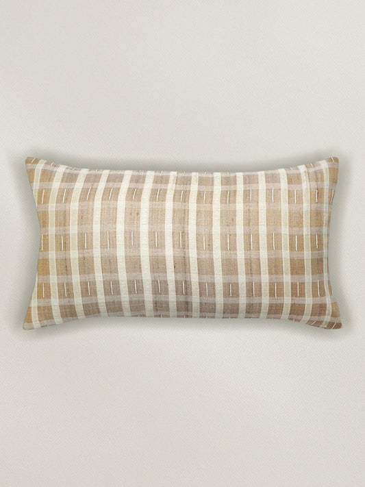 ZEBA Cushion Cover - Luxe Collection | Sofa, Bedroom, Couch | Verticle Stripes | Brown - Silk | 12x22 inch (30x55 cms) (Pack of 1)