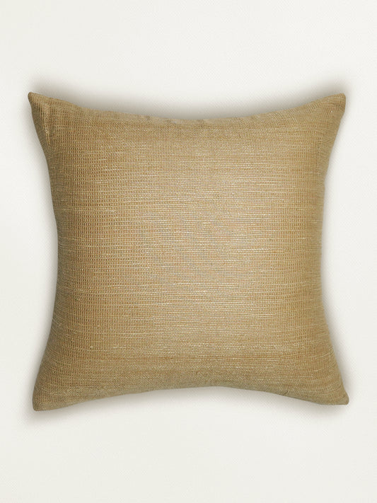 ZEBA Cushion Cover - Luxe Collection | Sofa, Bedroom, Couch | Self Textured | Golden Brown - Polyester | 18x18 inch (45x45 cms) (Pack of 1)