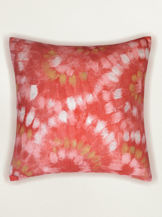 Poly Cotton Pink Cushion Cover -Digital Print |Hand-Painted Gold Strokes – 16x16 Inches (Set of )