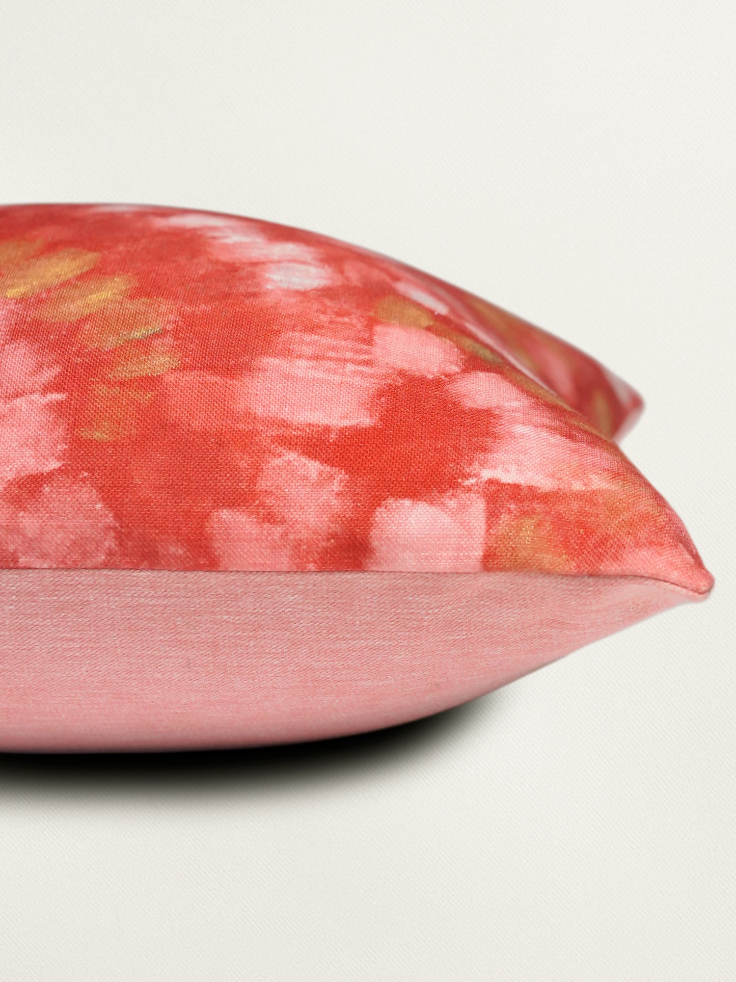 Poly Cotton Pink Cushion Cover -Digital Print |Hand-Painted Gold Strokes – 16x16 Inches (Set of )