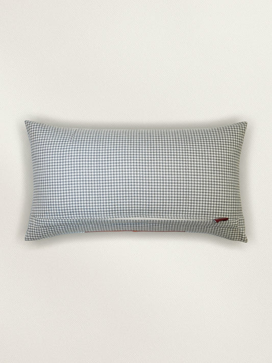 Leather & Polyester Cushion Cover – Rust, Patch Work + Patti 12x22 inch Set of 1