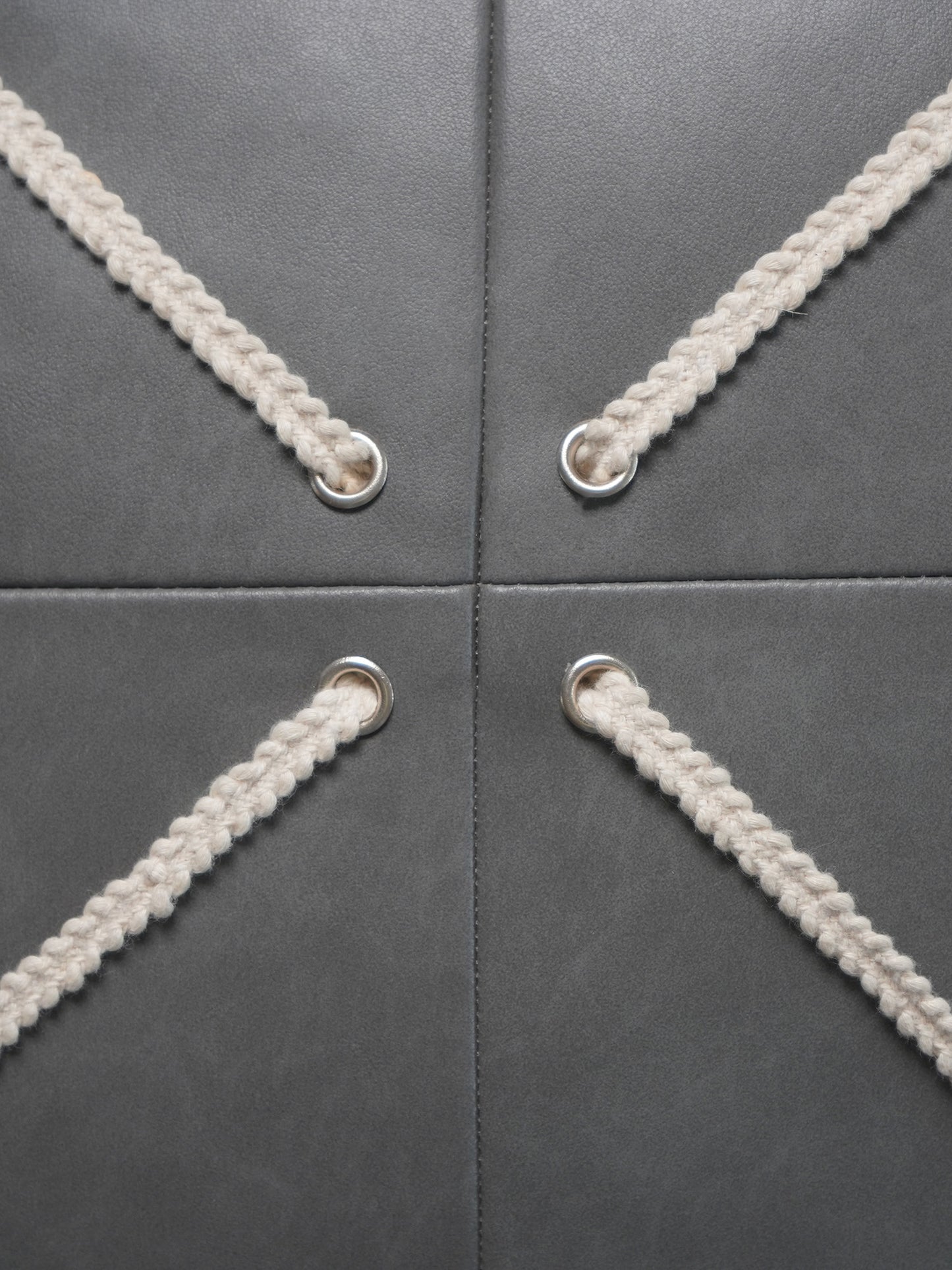 Zeba Leather Cushion Cover - Grey ,Patchwork 16x16''