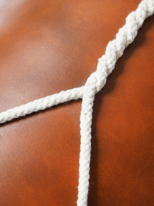 Leather Cushion Cover - Rust ,Hand Work, 12x22 inches, Set of 1