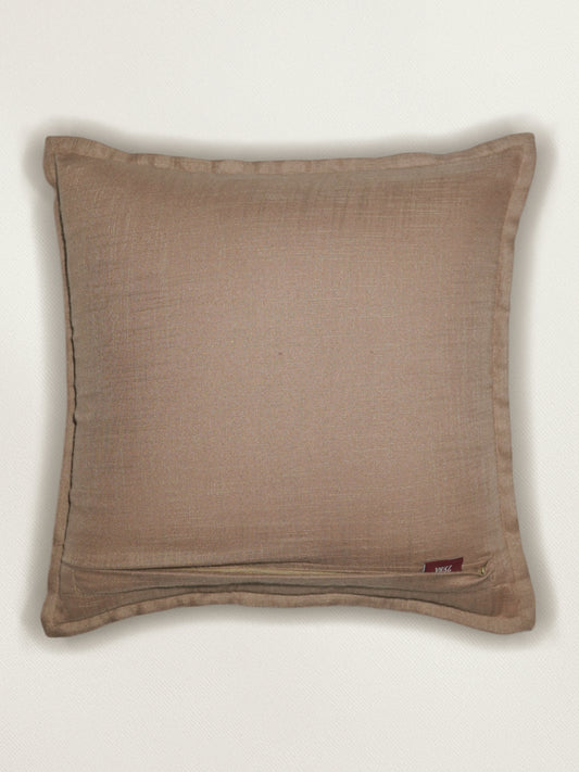 Golden Block Printed Cushion Cover | Flange Border - Cotton 16 x 16 inches