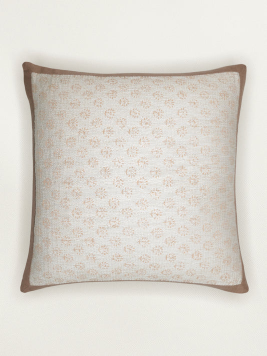 Block Printed Cushion Cover | Flange Border - Linen 20 x 20 inches
