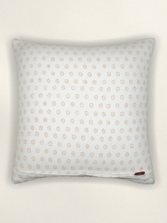Block Printed Cushion Cover | Flange Border - Linen 20 x 20 inches