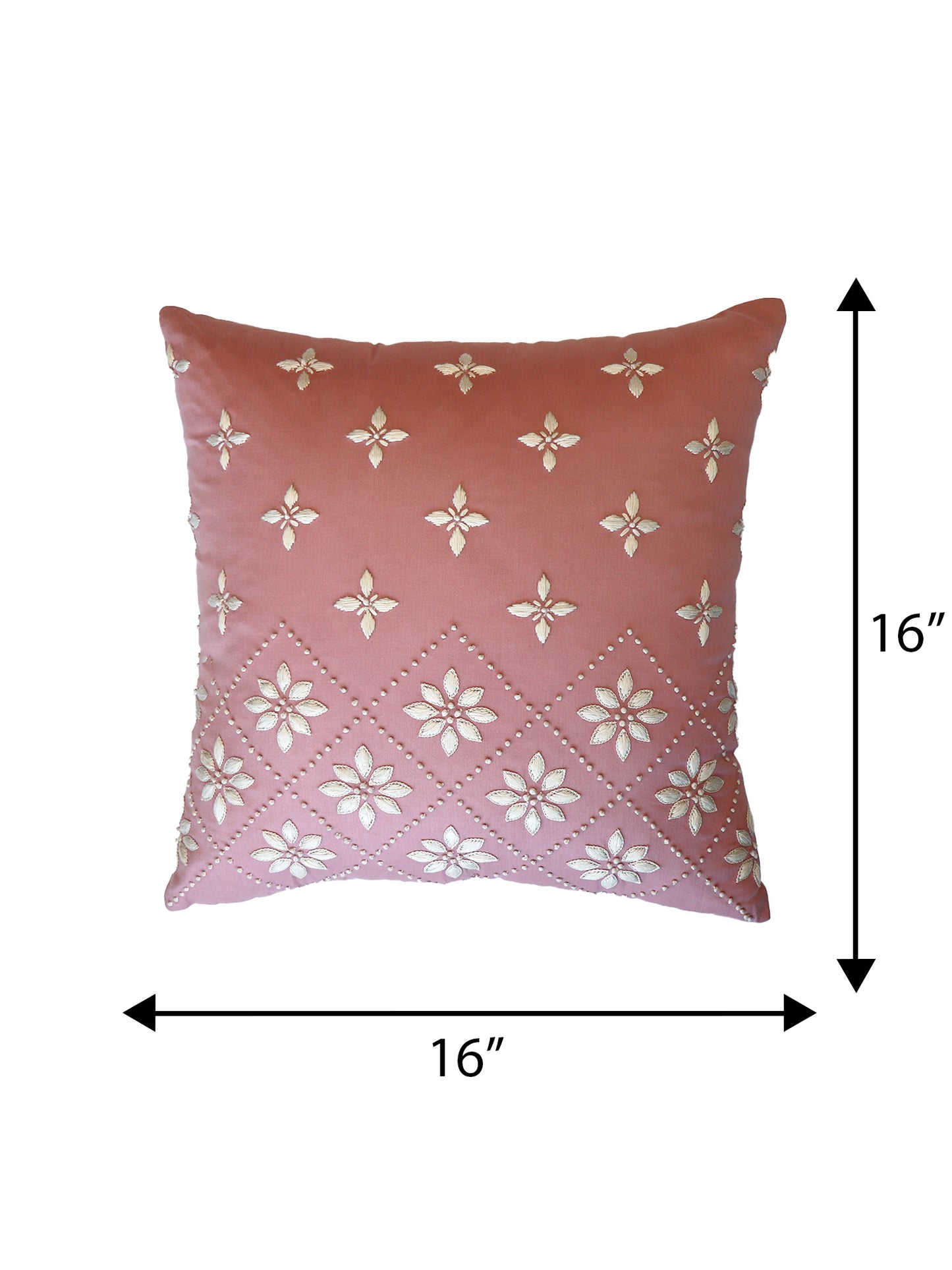Hand Embroidered Luxe Collection Cushion Covers with Floral Pattern | Multi 16x16, 12x22 Inches (Set of 2)
