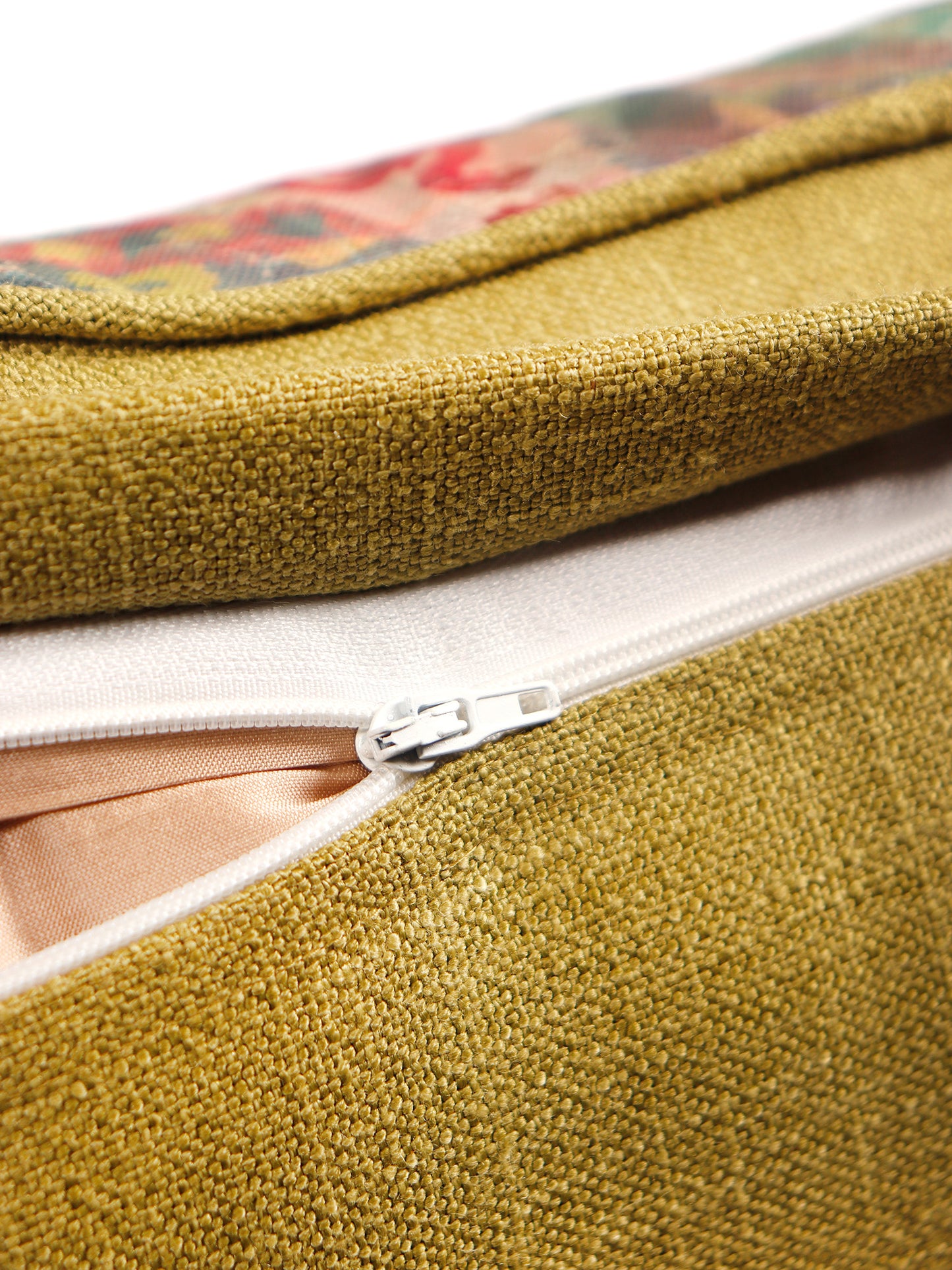 Cushion Cover with Motif Print and Highlited Embroidery and Contrast Cord Piping - Red/Orange - 12x22 Inches