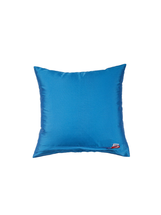 Central Mandala Ethinic Motif in Two Tone Embrodiery Cushion Cover - Blue/Red - 16x16 Inches