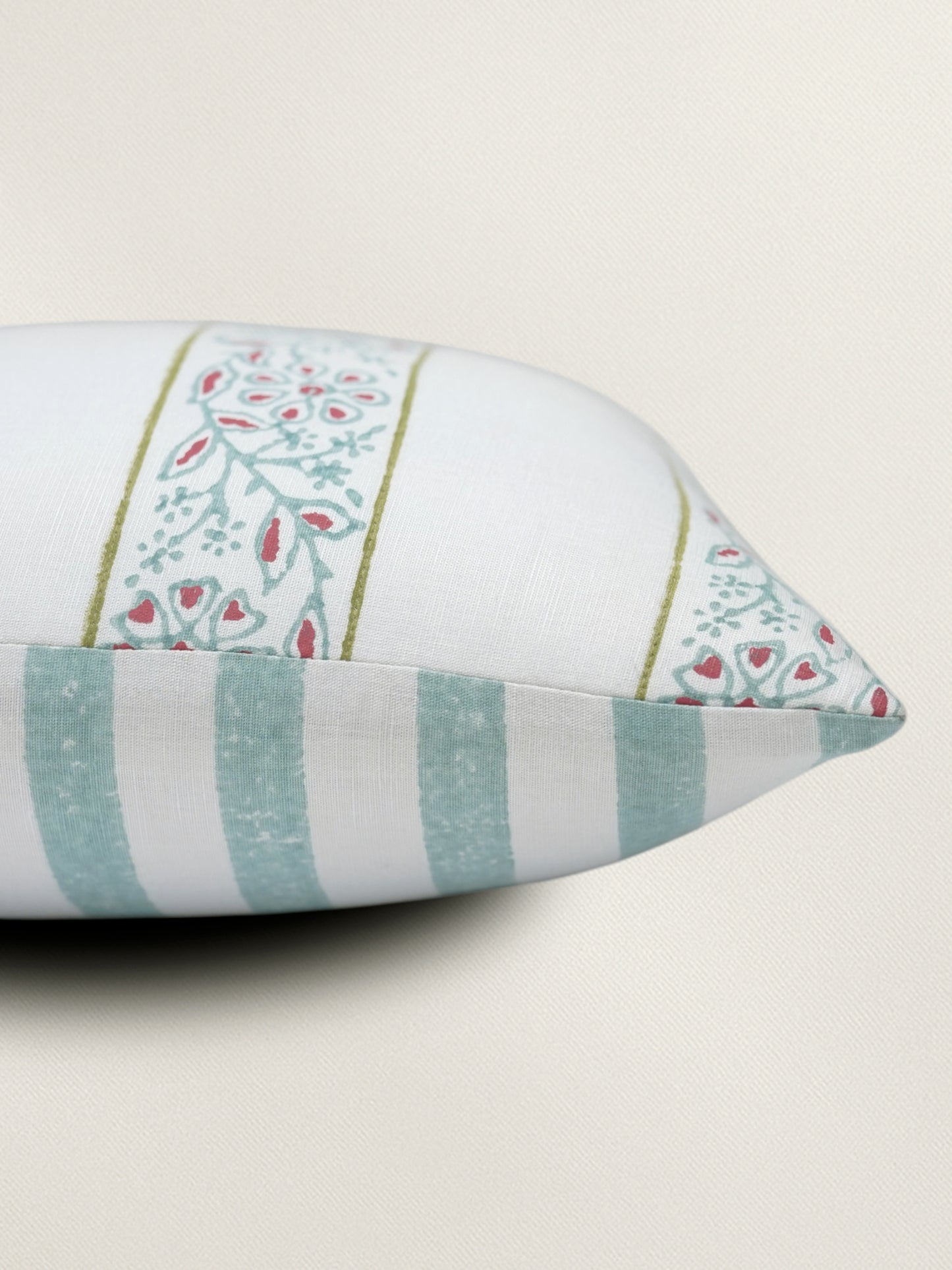 Hand Embroidered Luxe Collection Cushion Covers | Block Printed with Quilted Stitching Off White - 12x22 Inches