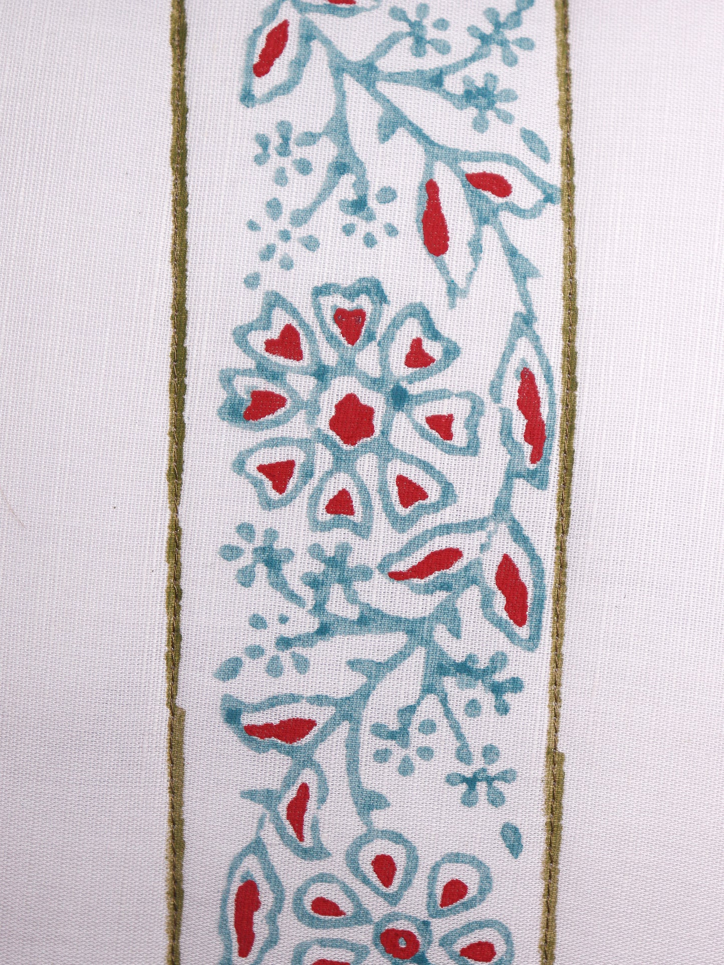Hand Embroidered Luxe Collection Cushion Covers | Block Printed with Quilted Stitching Off White - 12x22 Inches