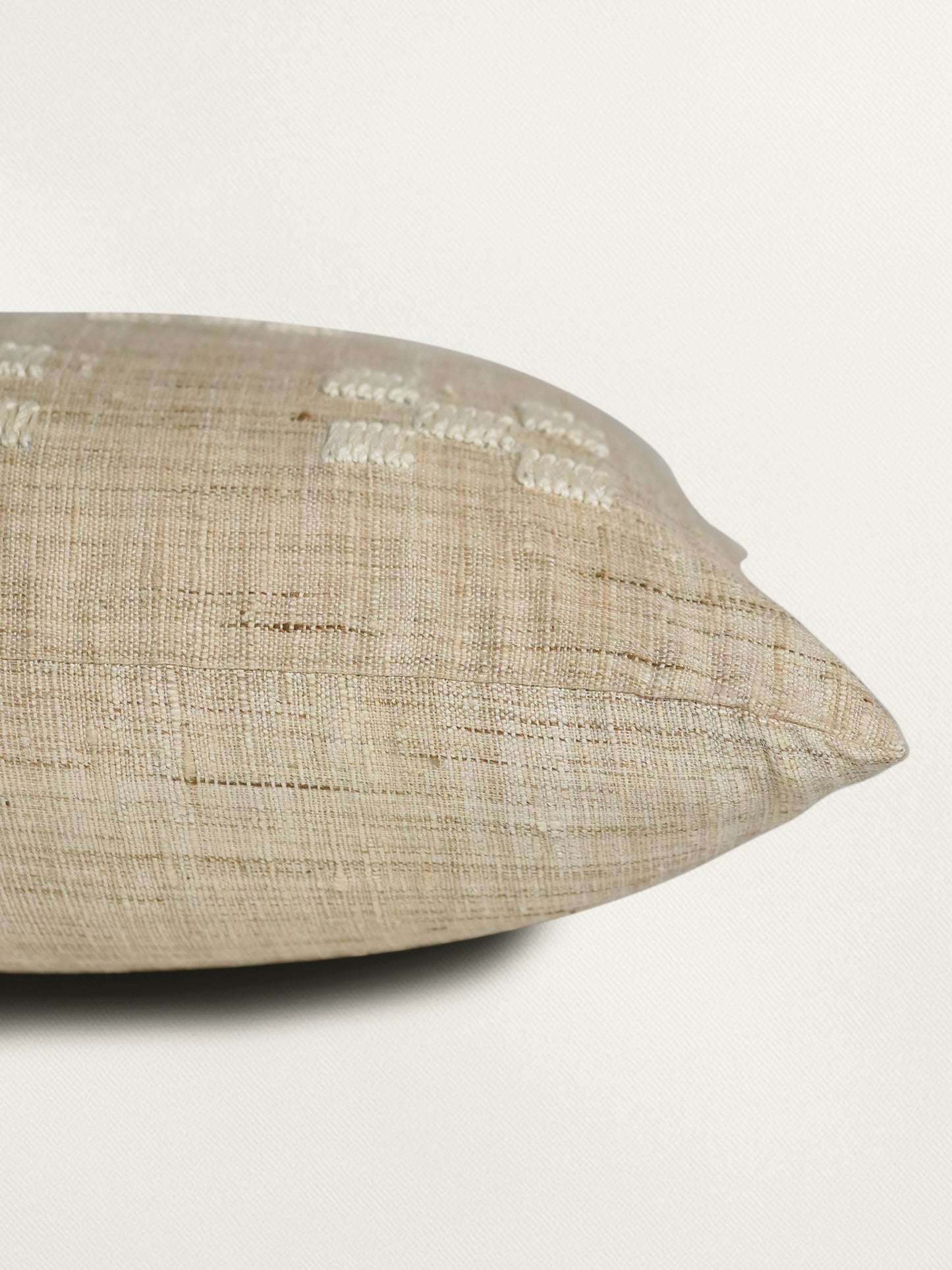 Hand Knotted Embroidered Cushion Cover | Linen 12x22 - 12x22 Inches