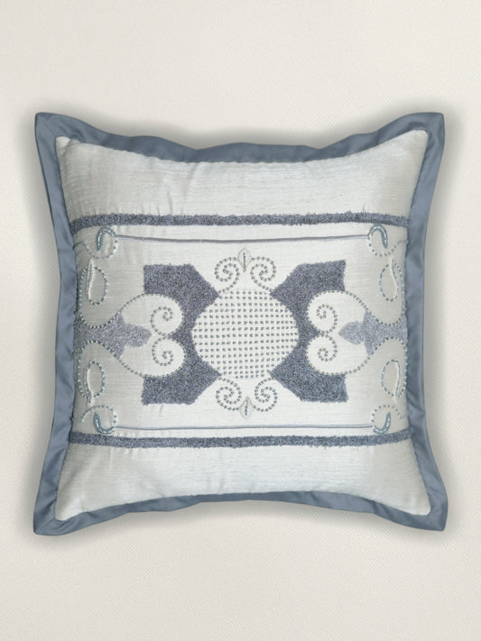 Embroidered Cushion Cover 16 Inch x 16 Inch | Grey