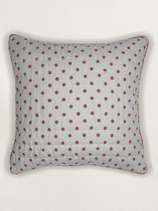 Hand Embroidered Luxe Collection Cushion Cover | Block Printed, and Cord Piping Off White - 16x16 Inches