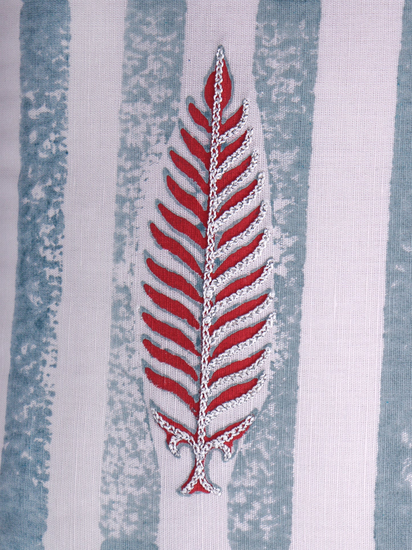 Hand Embroidered Luxe Collection Cushion Covers | Block Printing Coral - 16x16 Inches (Set of 4)