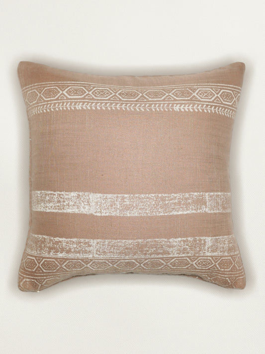 Block Printed Cushion Cover | Quilting - Linen 16 x 16 inches
