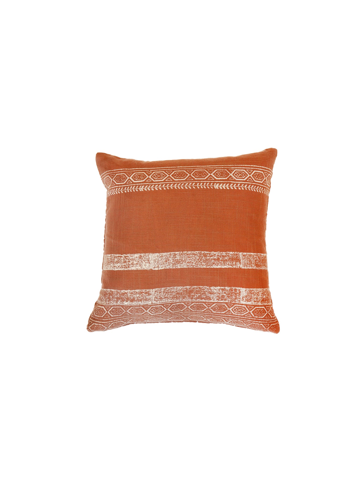Block Printed Luxe Collection Cushoin Covers with Flange Border | Beige - 16x16, 18x18, 20x20, 12x22 inches (Set of 6)